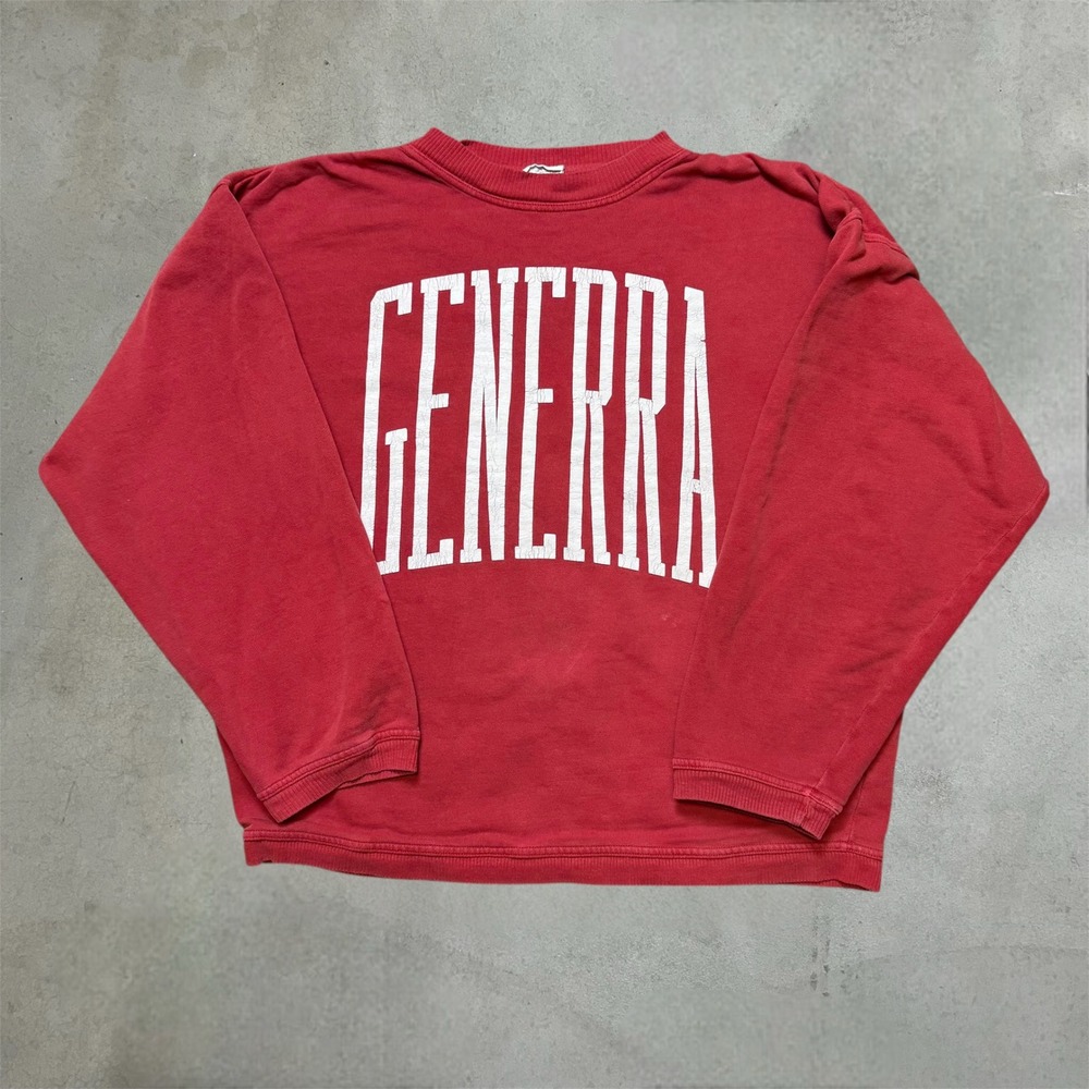 Vintage 90s Generra Sweatshirt Mens Large Red Graphic Boxy Cotton Crewneck